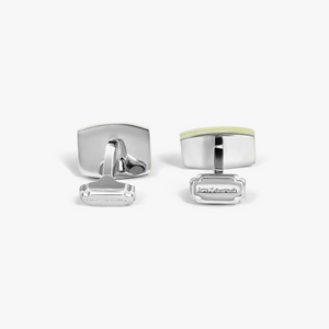 THOMPSON Woven Tonneau Cufflinks With White MOP And White Bronze