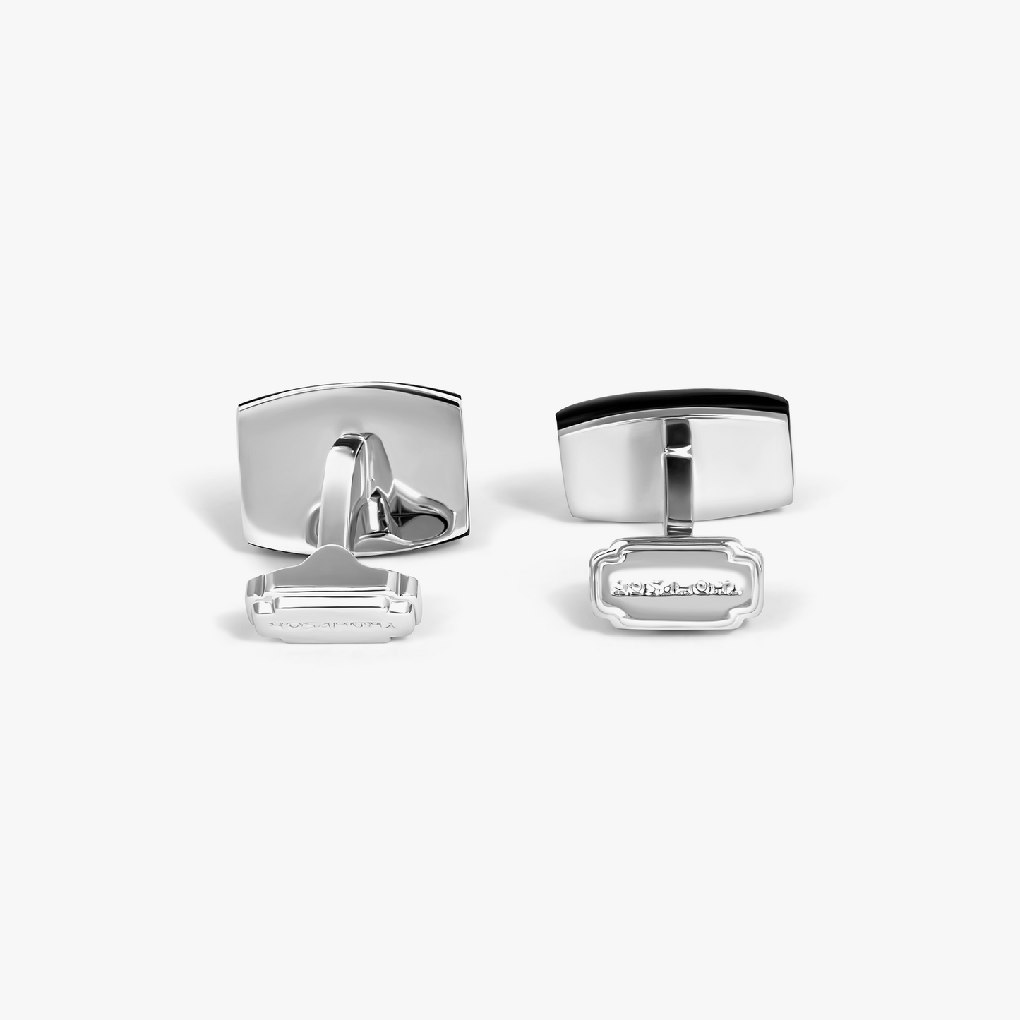 THOMPSON Woven Tonneau Cufflinks In Black Onyx With White Bronze