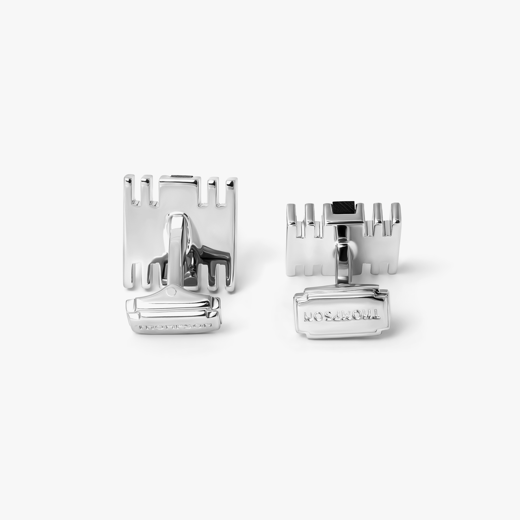THOMPSON Summer Stripes Bar Cufflinks With Onyx And Palladium Plated