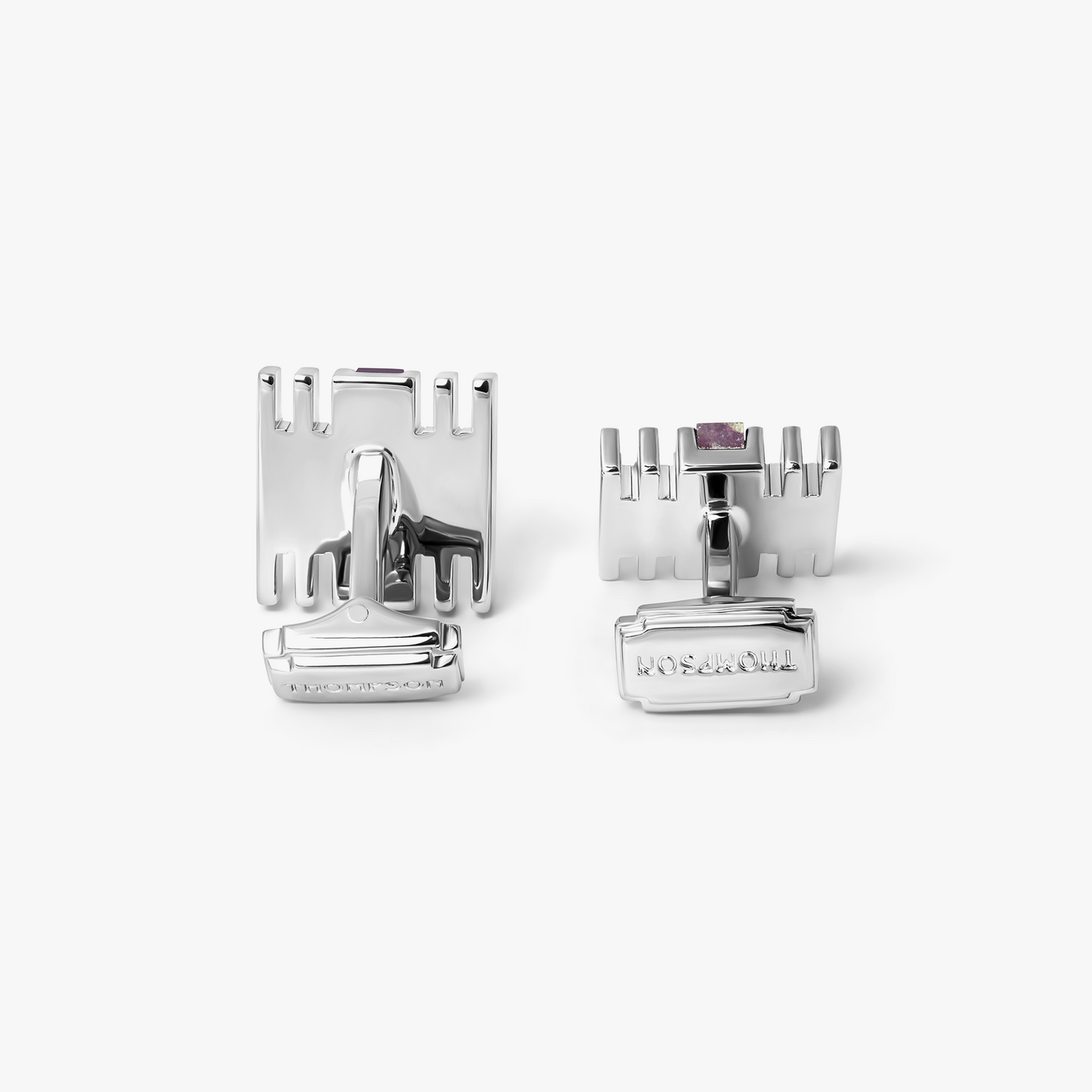 THOMPSON Summer Stripes Bar Cufflinks With Amethyst And Palladium Plated