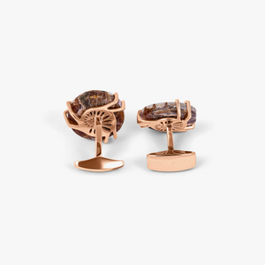 Ammonite Pearl Cufflinks In Brown With White MOP & 18k Rose Gold Plated Silver (Limited Edition)