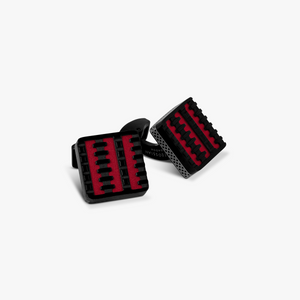 Jagged Elements Cufflinks In Red With Black IP Plated & Stainless Steel
