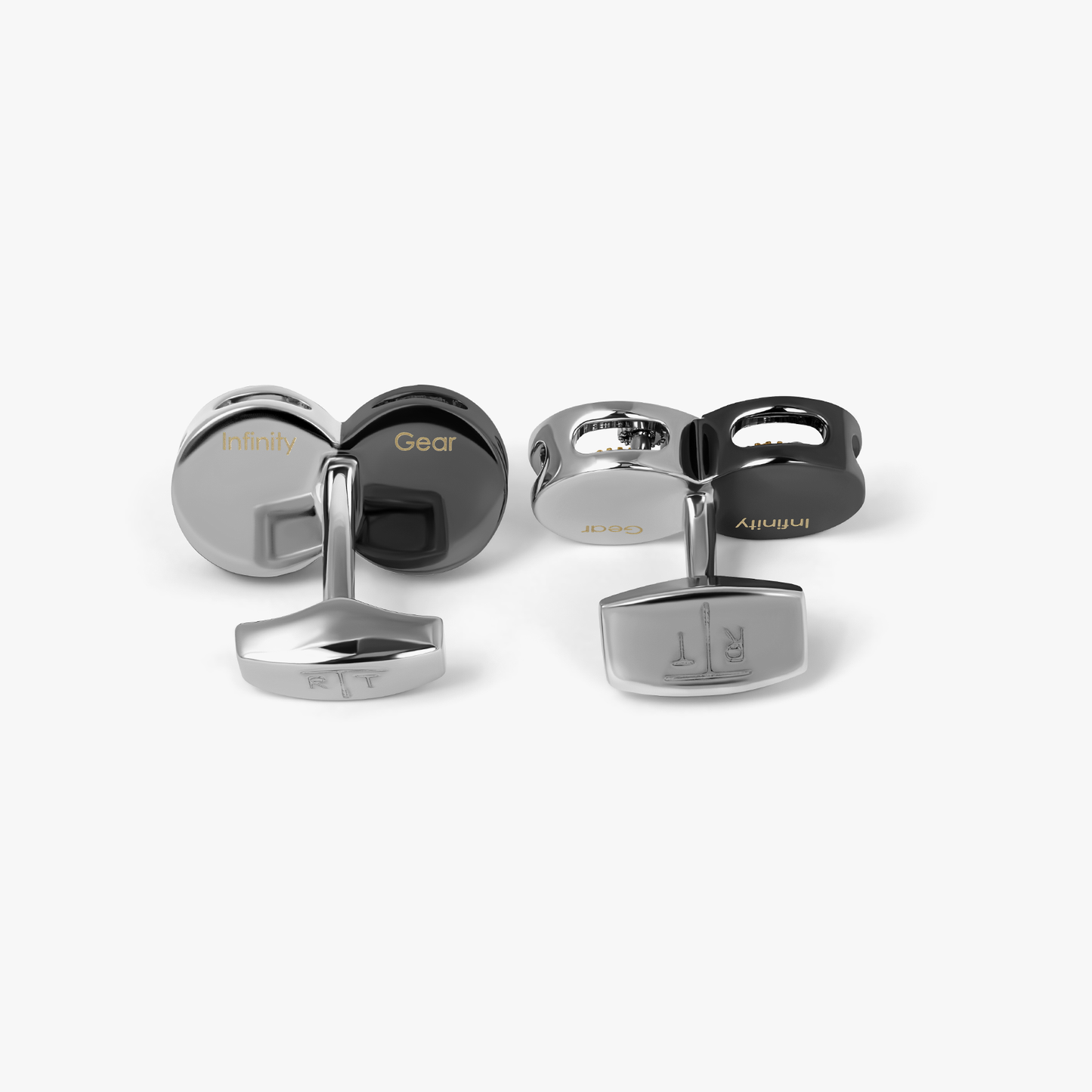 Infinity Gear Cufflinks in Gunmetal Plated with Multicolour Gears