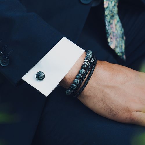 Chelsea Leather Bracelet In Black With | Tateossian