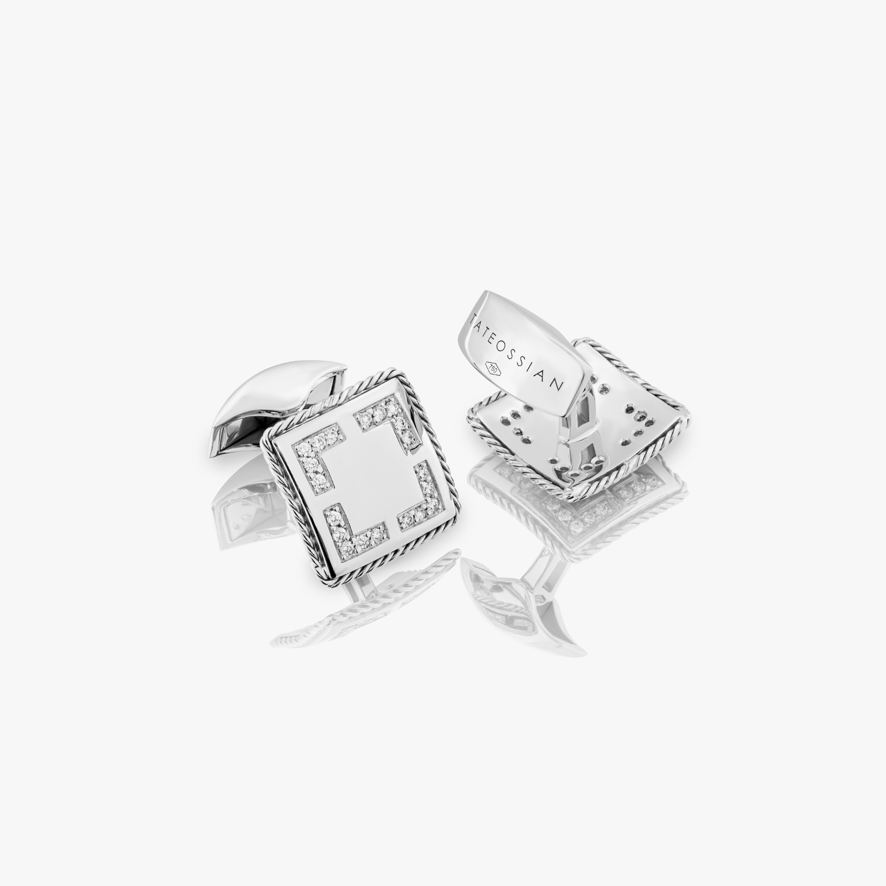 Diamond pave cufflinks in 18k white gold (UK) 2