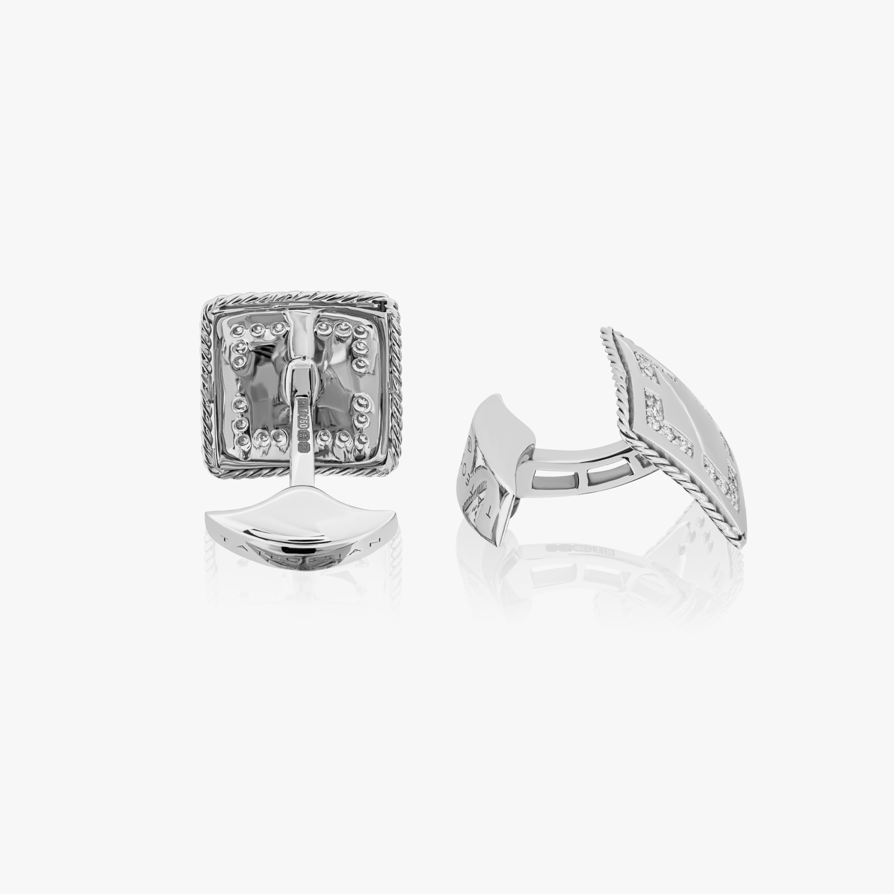 Diamond pave cufflinks in 18k white gold (UK) 3