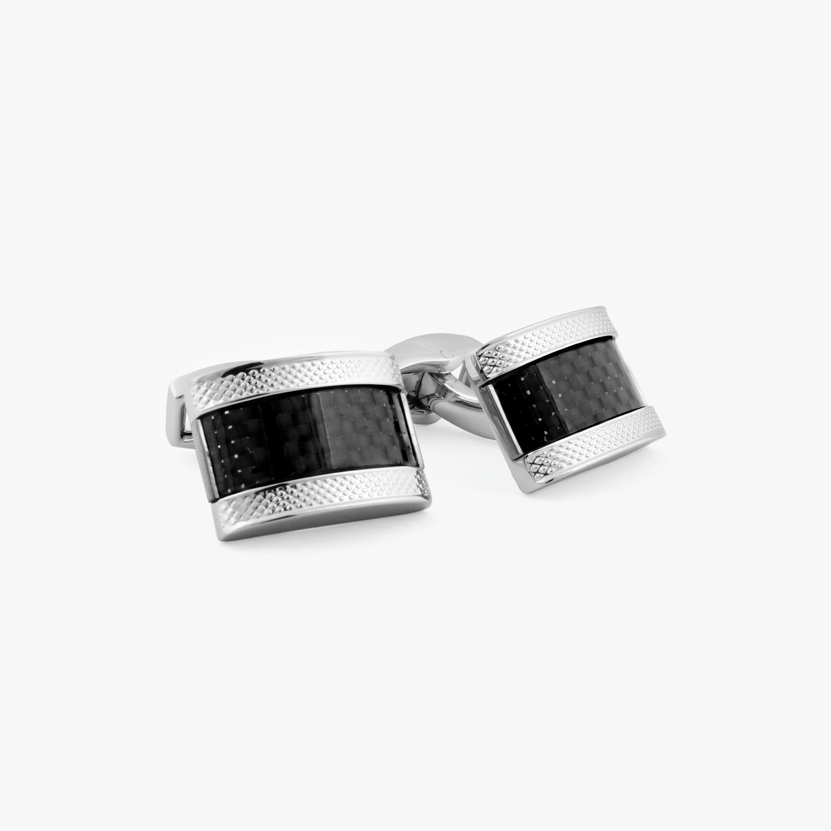 Carbon D Shape cufflinks palladium plated & carbon fibre