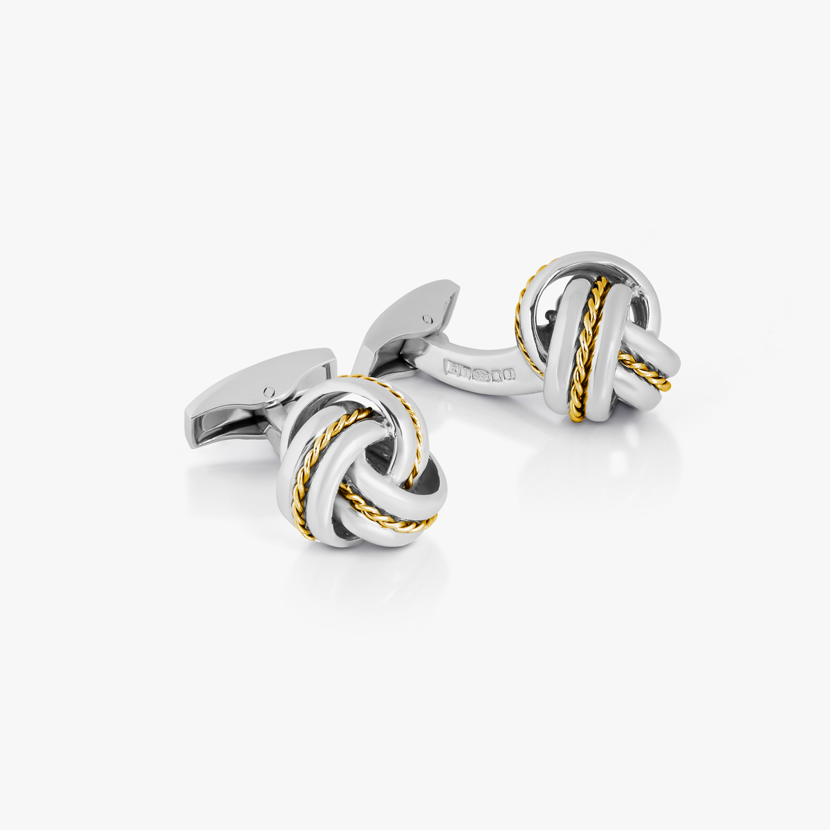 Knot Twisted Royal Cable Cufflinks Silver 18K Yellow Gold