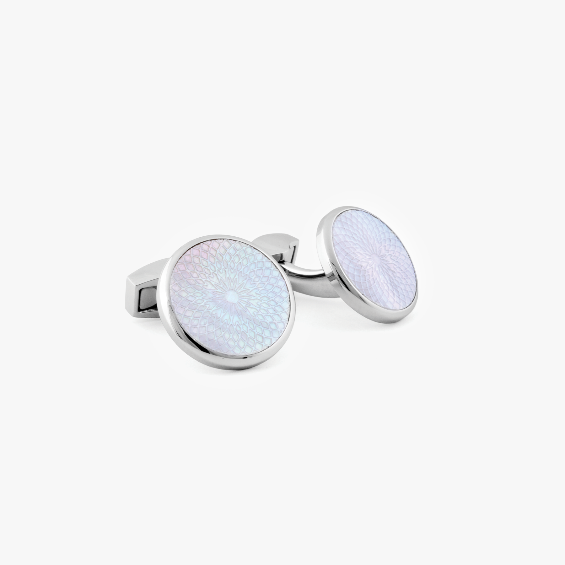 Rotondo Guilloche Semi Precious cufflinks mother pearl stainless steel
