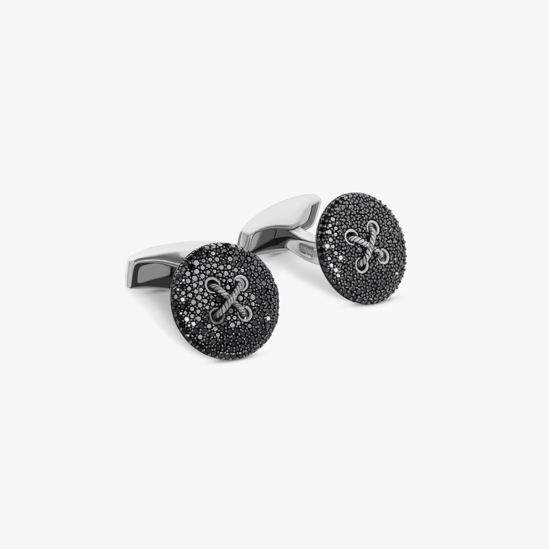 Button Pave cufflinks diamond sterling silver
