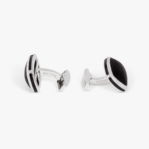 Sterling silver Signature Pillow bullet cufflinks with onyx