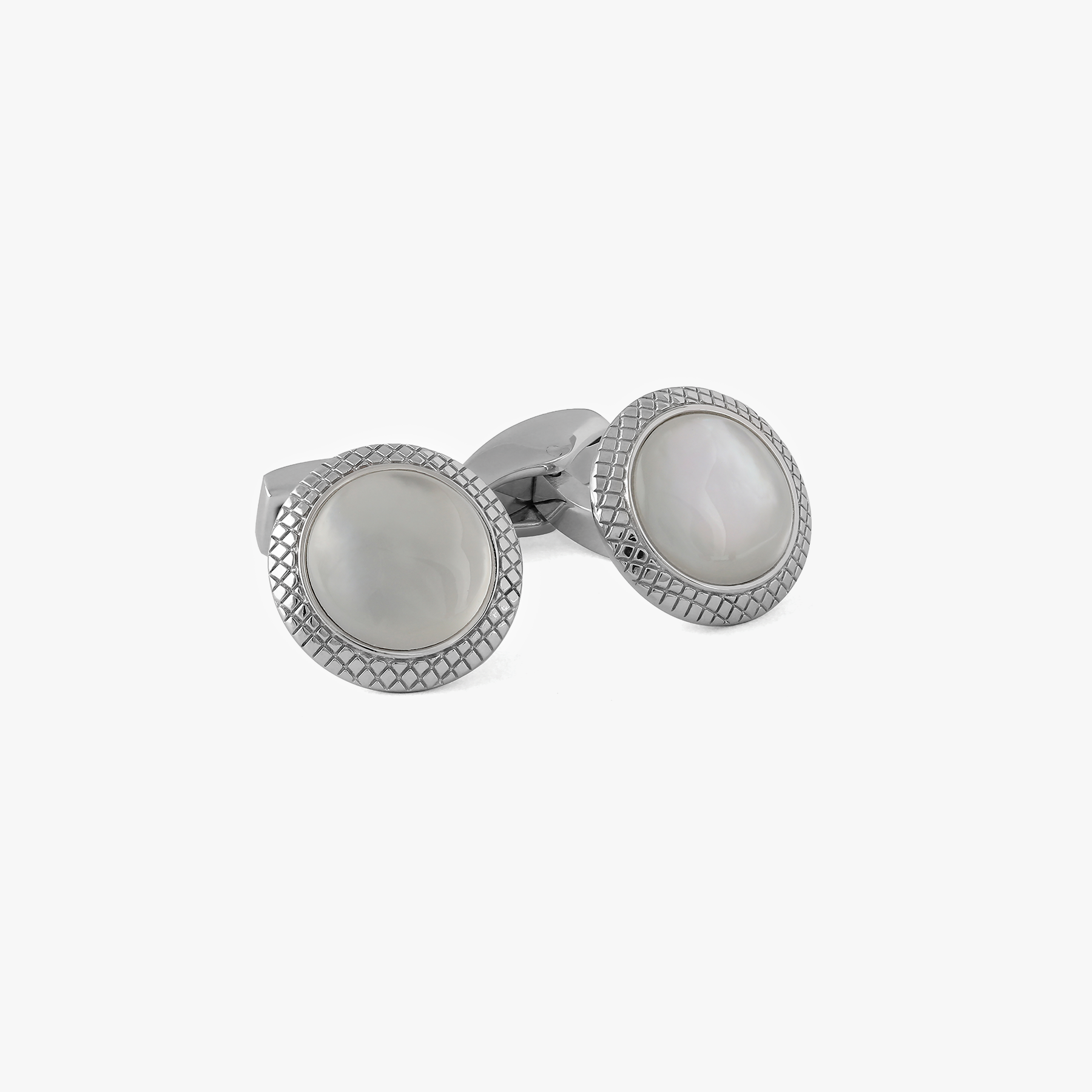 Bullseye Semi Precious Cufflinks Palladium Plated MOP