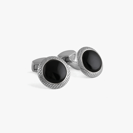 Bullseye Cufflinks in Palladium Plated with Onyx