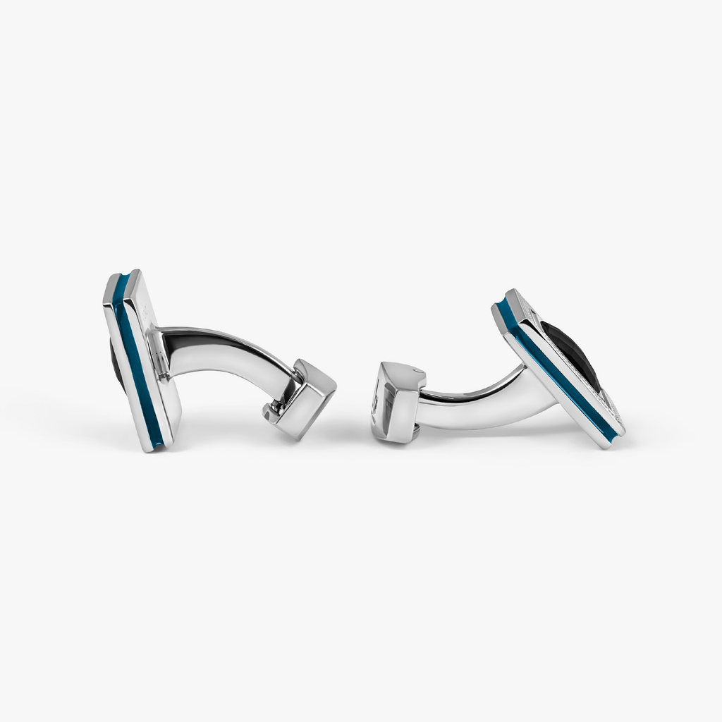 Quadrato SW Cufflinks In Rhodium Plated with Black Swarovski Elements (Limited Edition)