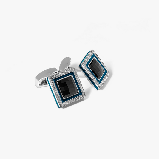 Quadrato SW Cufflinks With Black SWAROVSKI ELEMENTS & Rhodium Plated (Limited Edition)