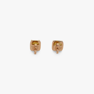 Rose cut square stud earrings in 18K rose gold and yellow diamonds (UK) 3