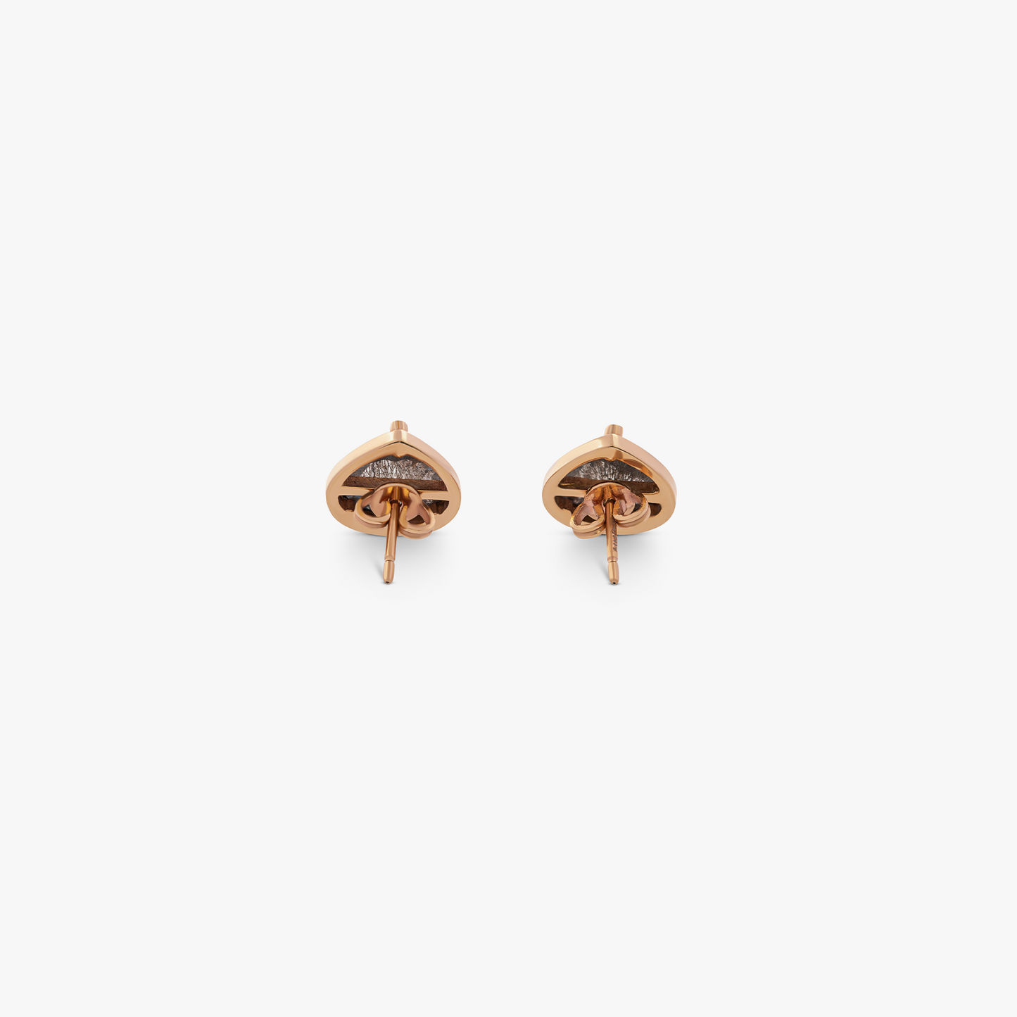 Rose cut pear stud earrings in 18K rose gold and grey diamonds (UK) 3