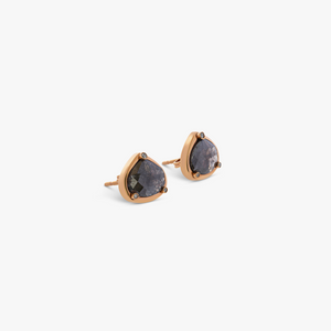 Rose cut pear stud earrings in 18K rose gold and grey diamonds (UK) 2
