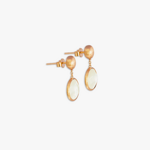 14K satin rose gold Kensington drop earrings with white mother of pearl
