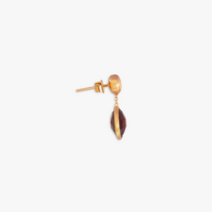 14K satin rose gold Kensington drop earrings with garnet