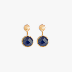 14K satin rose gold Kensington drop earrings with sapphire