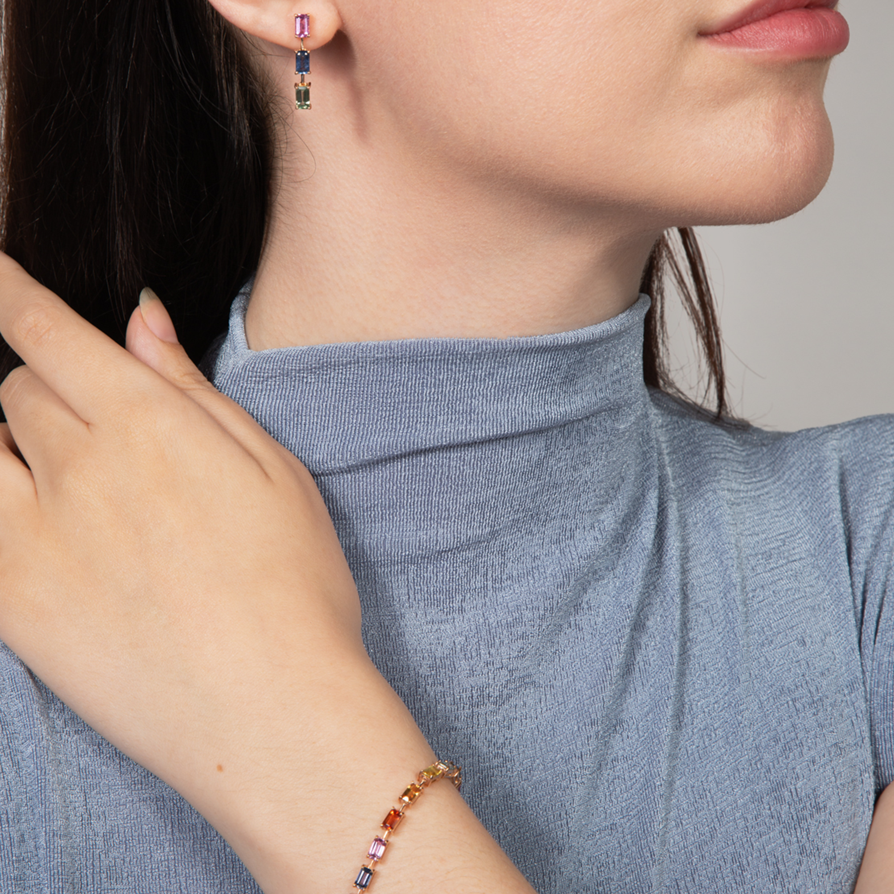Arcobaleno Bracelet In 18K Rose Gold with Multi Colour Sapphire