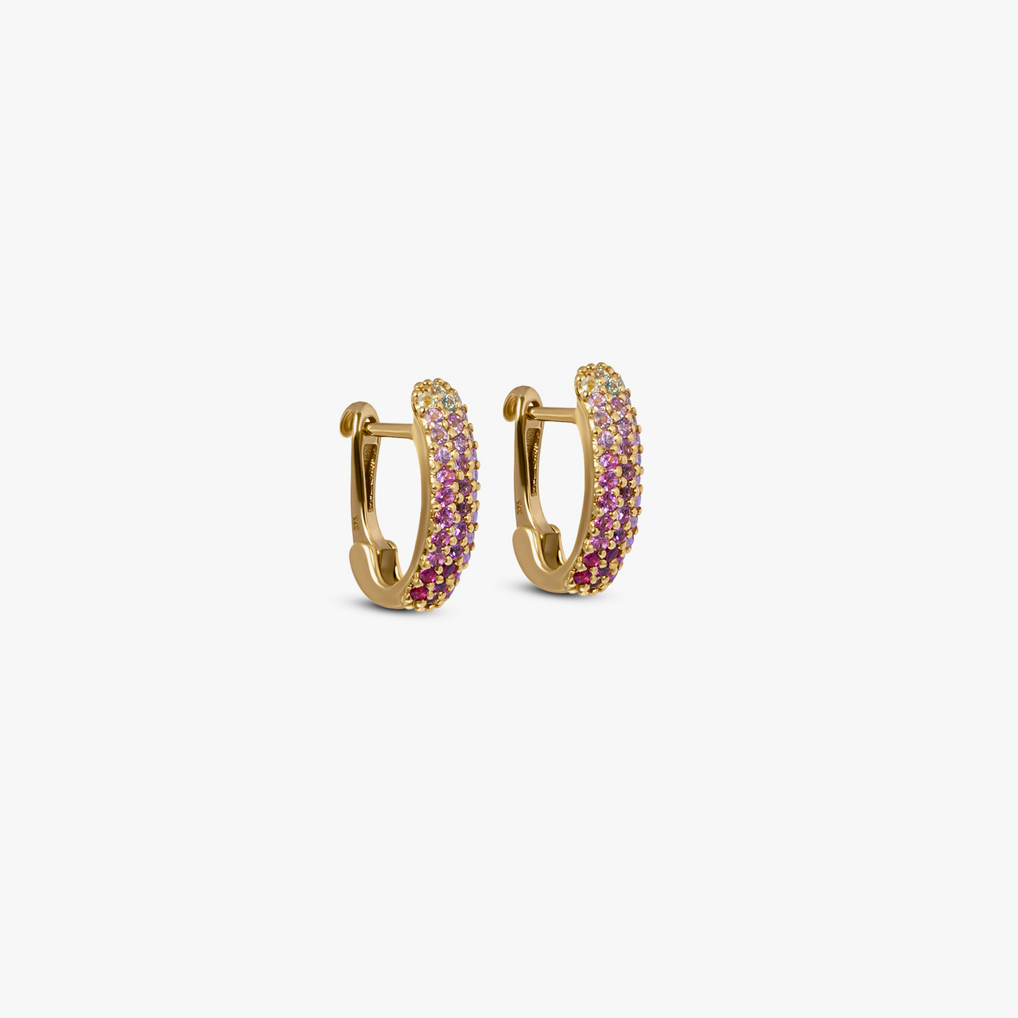 Precious Earrings In 9K Yellow Gold with Pink Sapphires