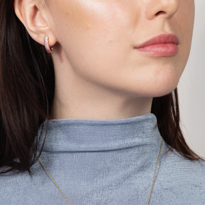Pink Sapphire Precious Earrings- 9K Yellow Gold