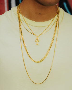 Box Chain Necklace In Yellow Gold Plated 1.5mm- Eco-Friendly
