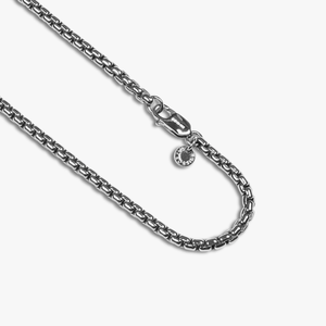 Classic Box Chain Necklace In Black Rhodium Silver 4MM - Eco-Friendly