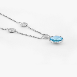 9k Satin white gold chain necklace with topaz (UK) 3
