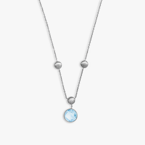 9k Satin white gold chain necklace with topaz (UK) 1