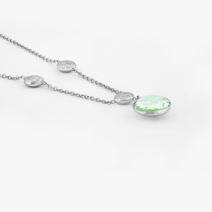 9k Satin white gold chain necklace with green amethyst (UK) 3