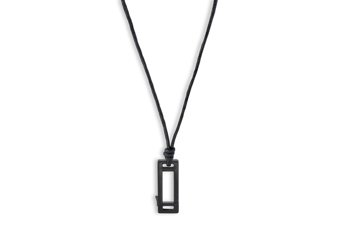 Grapheme Personalised Cord Necklace Pendant in IP Plated Stainless Steel with Black Enamel