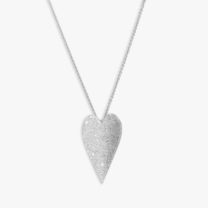 Cuore Necklace In Sterling silver with White Diamonds