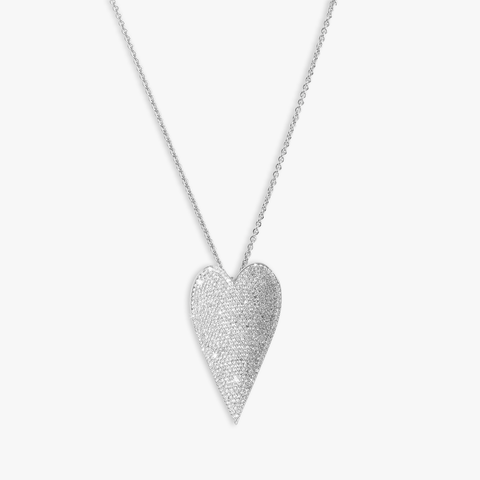 Sterling silver Cuore necklace with white diamonds