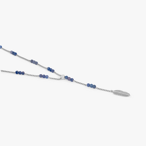 Capri Plume Necklace With Blue Aventurine & Rhodium Plated Silver