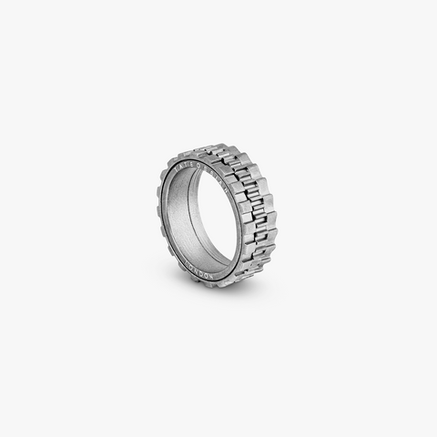 Silver Rhodium Plated Silver Rotating Gears Ring
