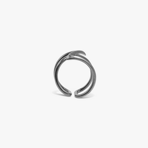Apex ring in brushed black ruthenium plated sterling silver (UK) 3
