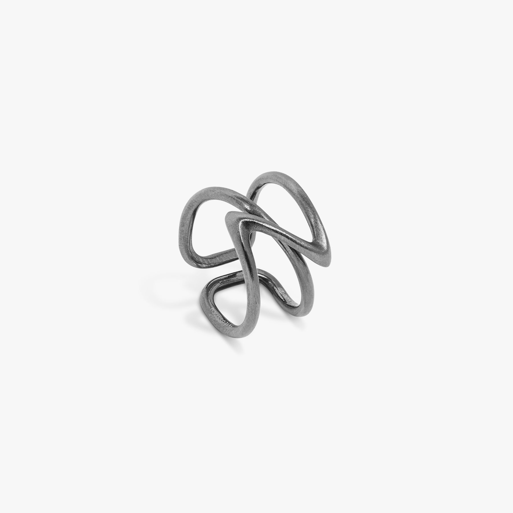 Apex ring in brushed black ruthenium plated sterling silver (UK) 1