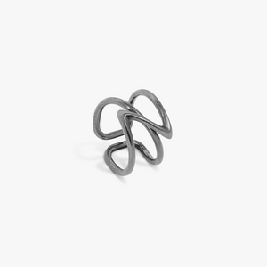 Apex ring in brushed black ruthenium plated sterling silver (UK) 1