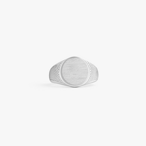 Silver Rhodium Plated Silver Signature Signet Ring