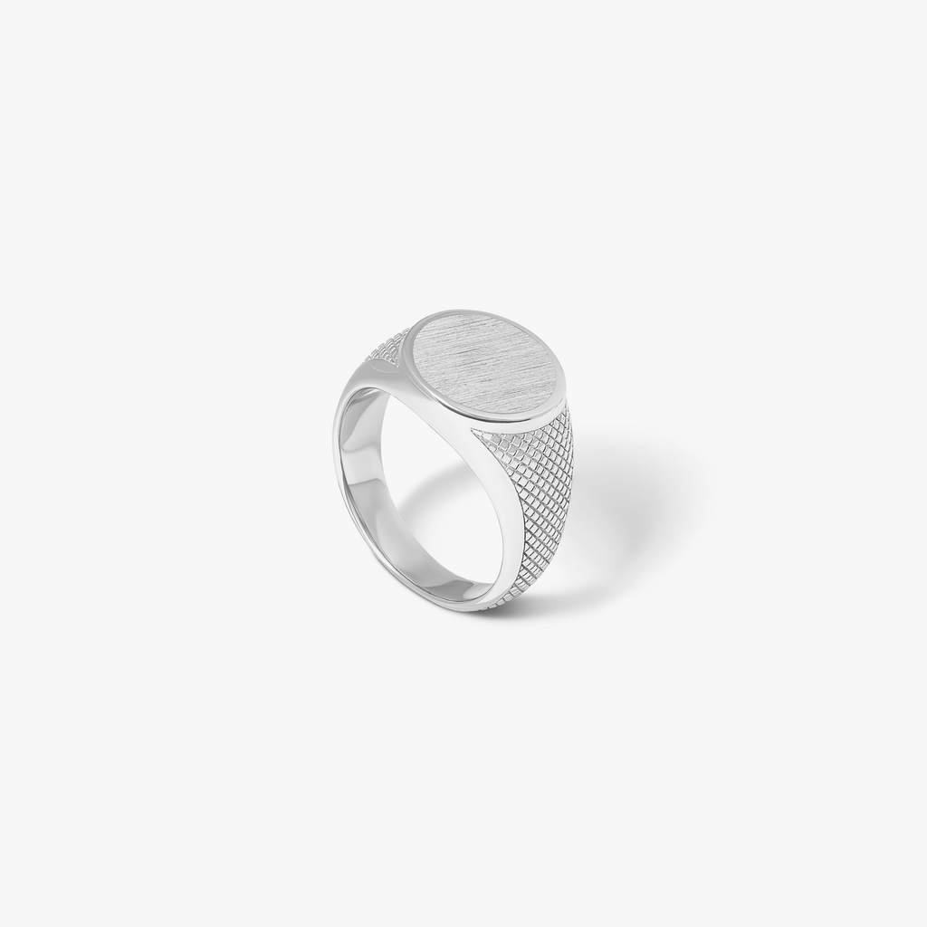 Signature Signet Ring in Rhodium Plated Silver
