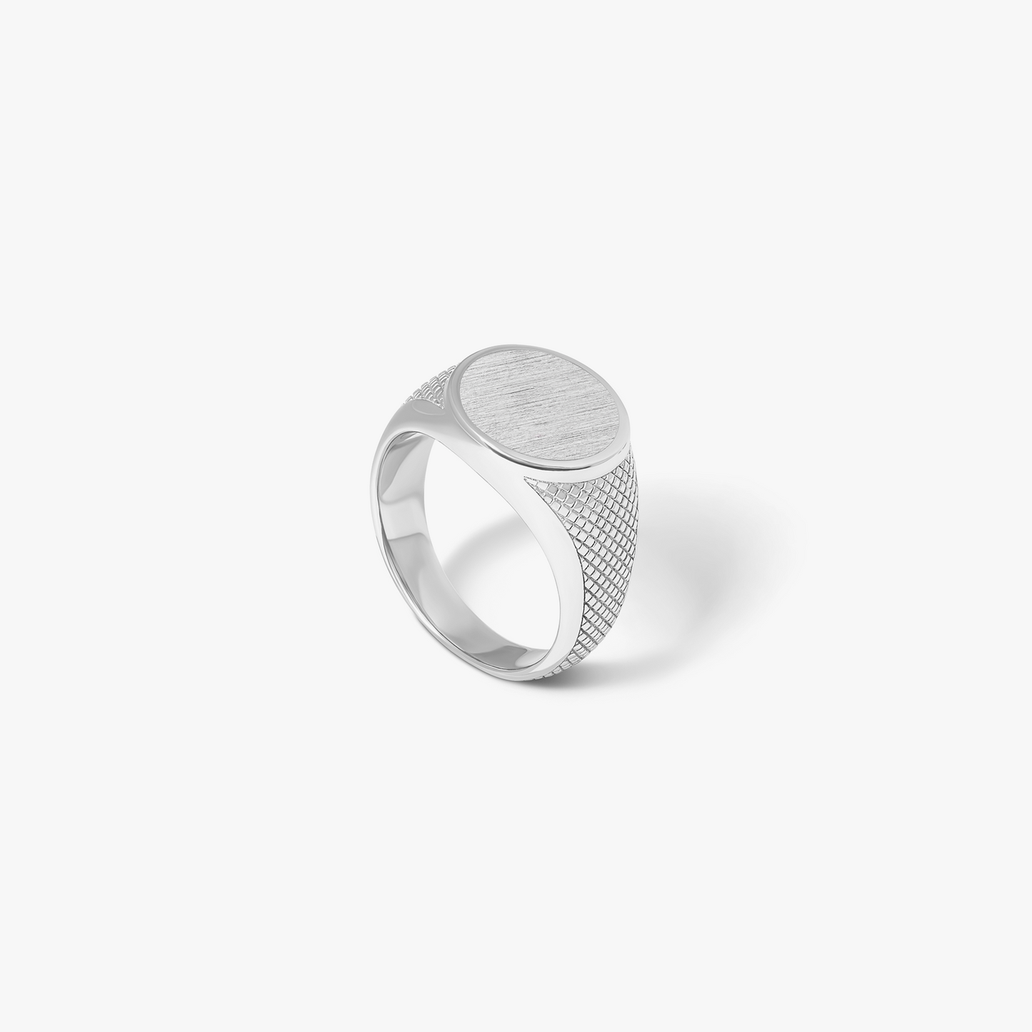 Signature Signet Ring in Rhodium Plated Silver