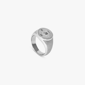 Engravable Regalia Signet Ring In Rhodium Silver  