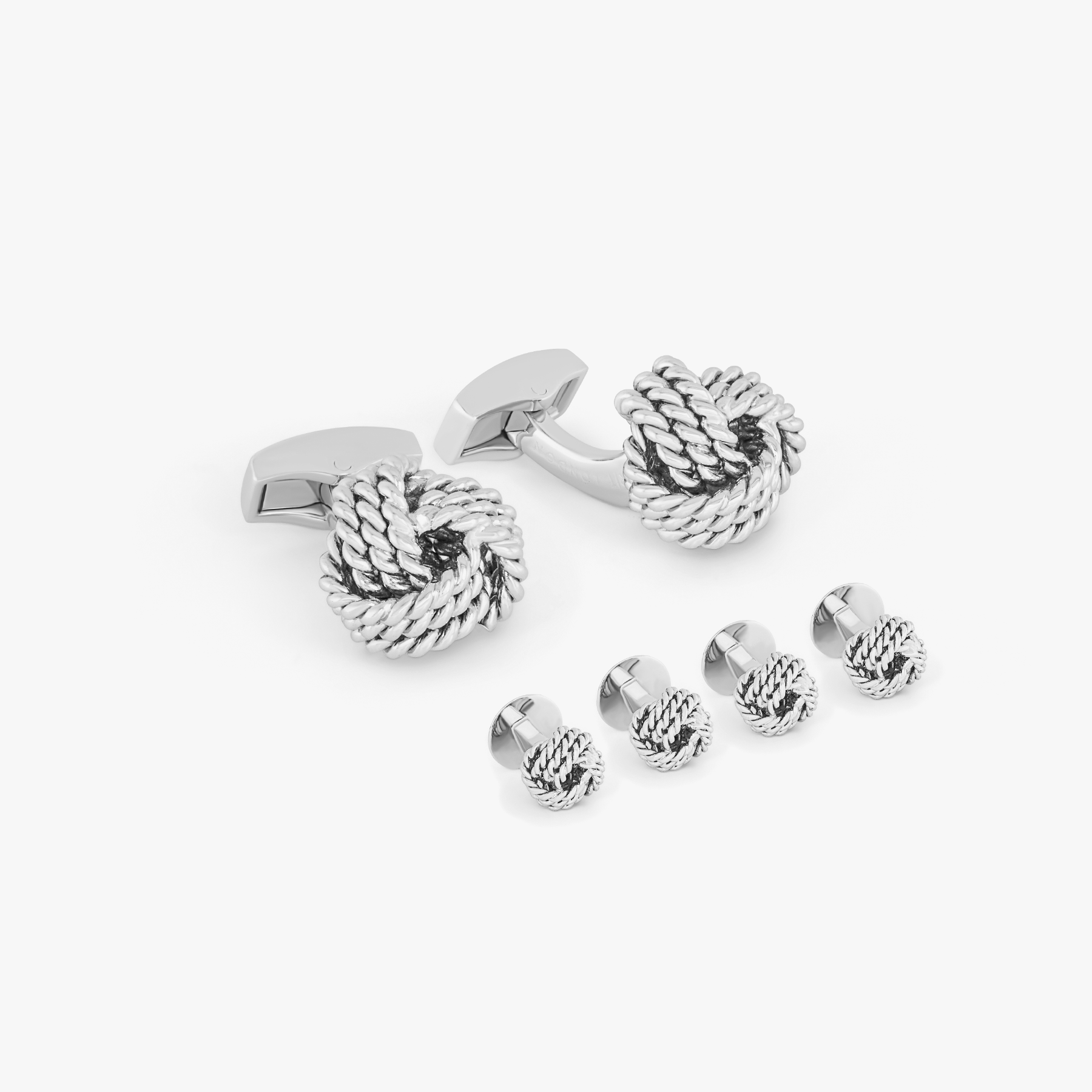Cable Knot Stud Set Palladium Plated