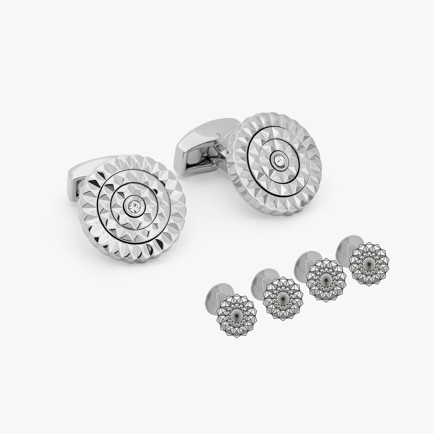 Palladium plated Diamond Giza round stud set