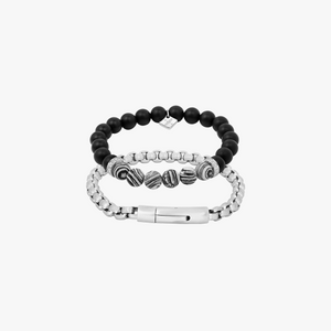 THOMPSON Black Stainless Steel Raya Duo Bracelet