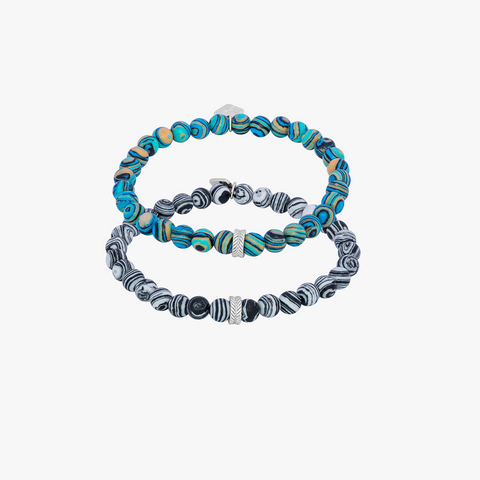 THOMPSON Blue Stainless Steel Calsilica Duo Bracelet