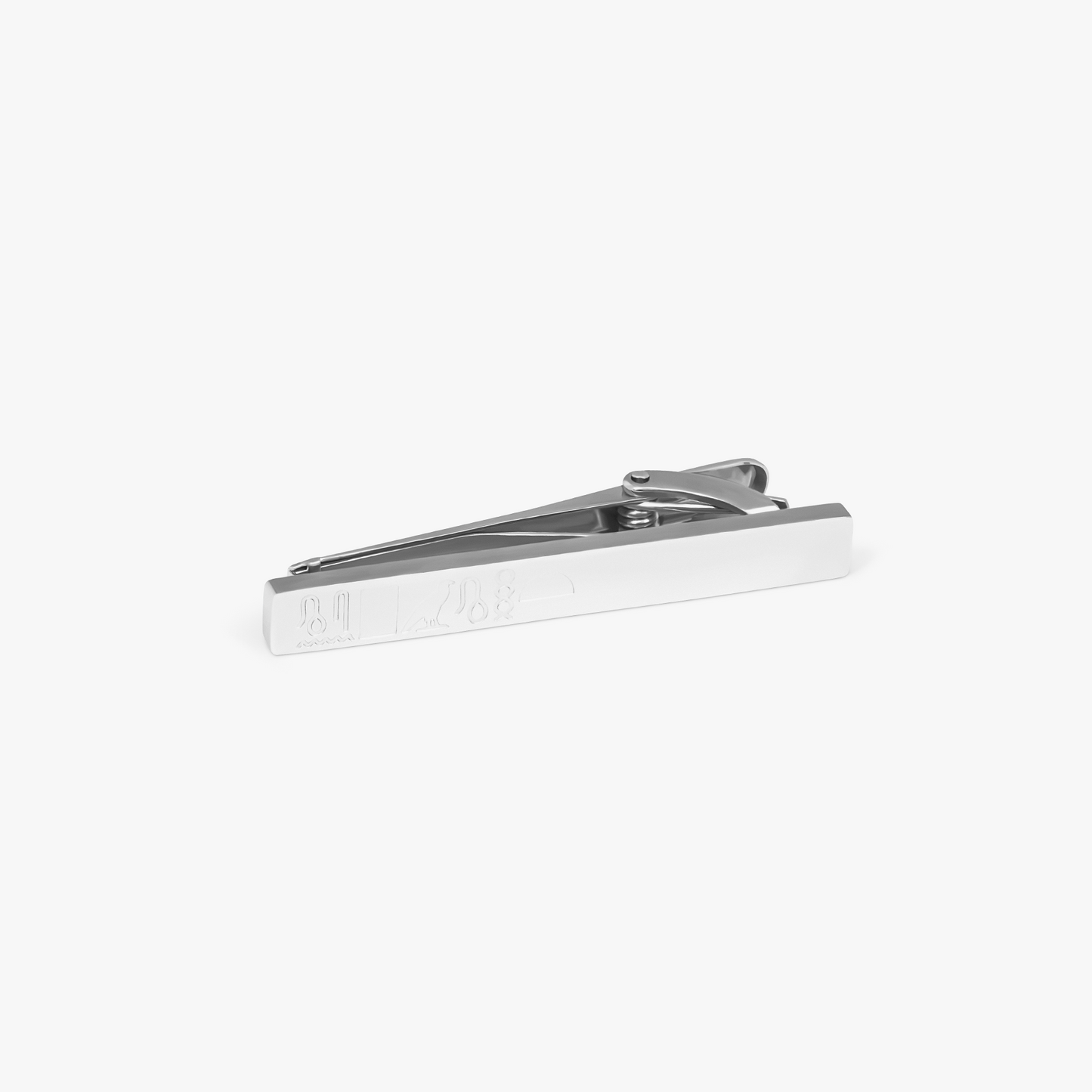 THOMPSON Silver Stainless Steel Hieroglyphic Tie Clip